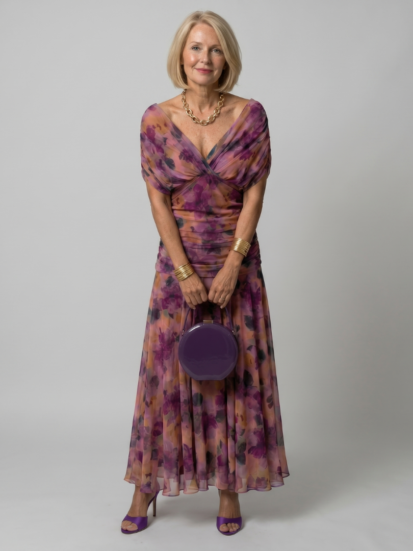 Faye | Abito Midi Fluttuante Spalle Scoperte
