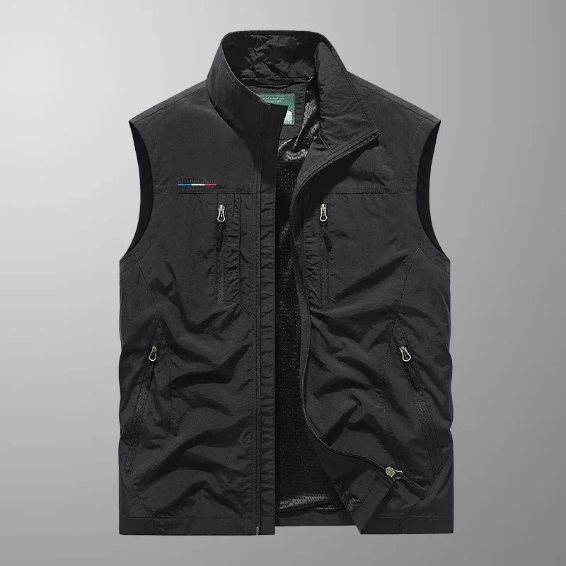 Gilet Uomo con Zip e Collo Alto per Attività all'Aperto
