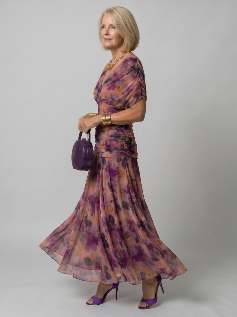 Faye | Abito Midi Fluttuante Spalle Scoperte