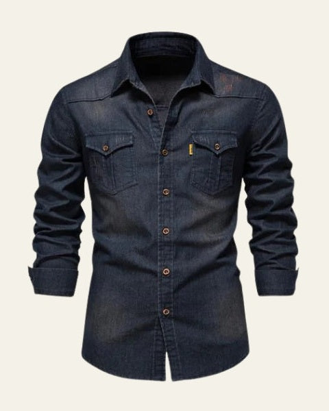 Camicia Uomo in Jeans Denim Premium Vestibilità Tailoring