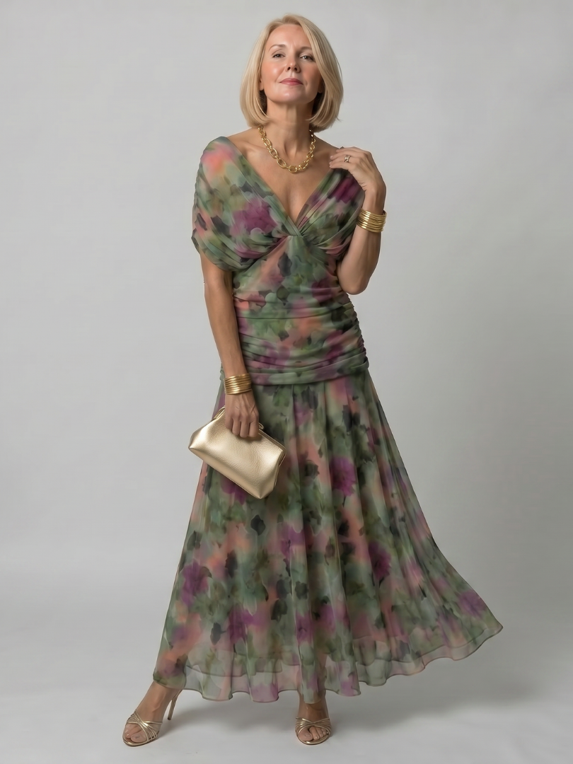Faye | Abito Midi Fluttuante Spalle Scoperte