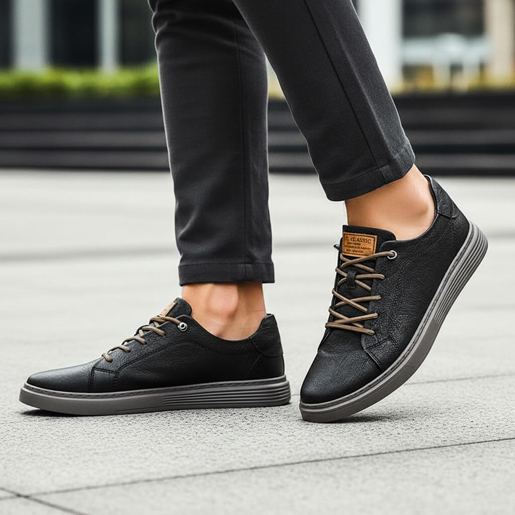 Sneaker in pelle italiana per uomini fatte a mano casual