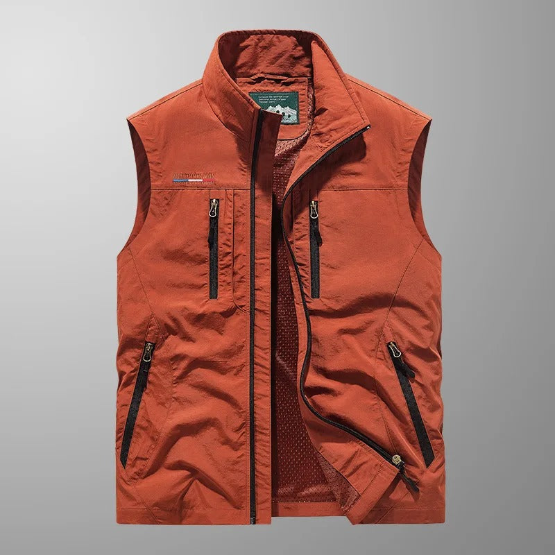 Gilet Uomo con Zip e Collo Alto per Attività all'Aperto