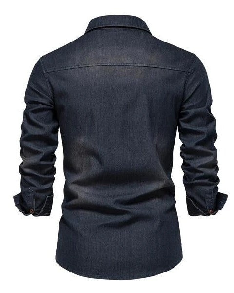 Camicia Uomo in Jeans Denim Premium Vestibilità Tailoring