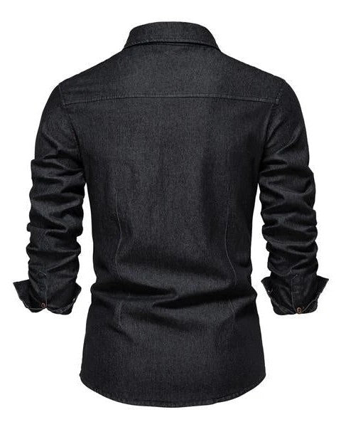 Camicia Uomo in Jeans Denim Premium Vestibilità Tailoring