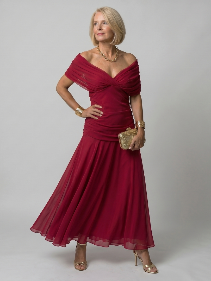 Faye | Abito Midi Fluttuante Spalle Scoperte