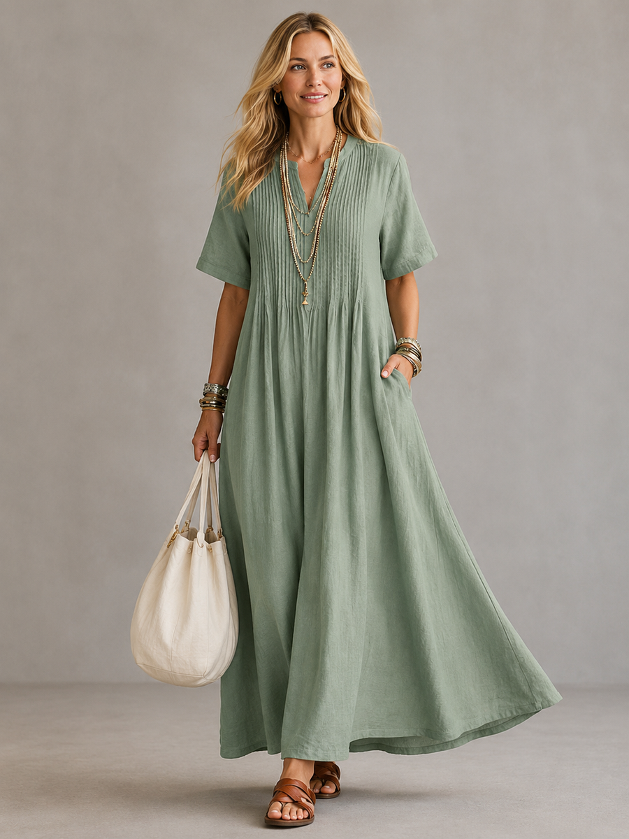 Amoura | Elegante Vestito Maxi Pieghettato