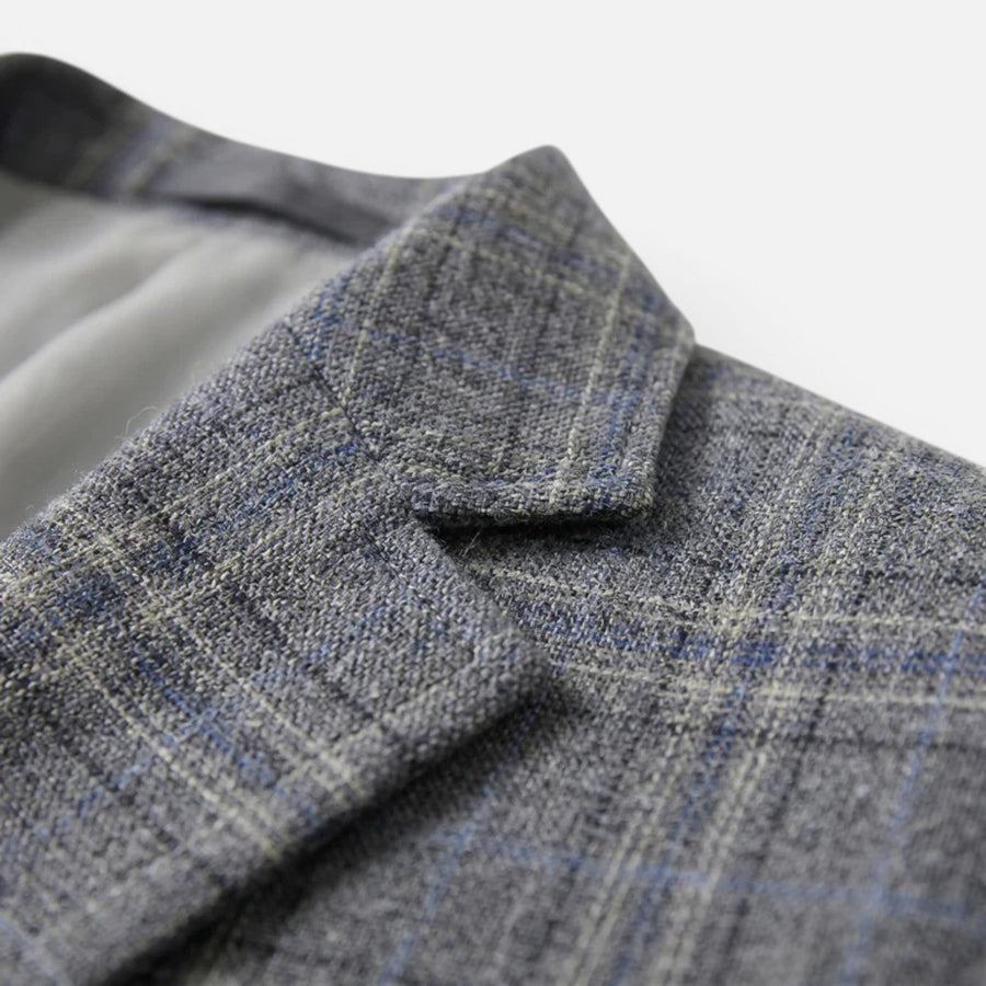 Blazer Uomo a Quadri Slim Fit Sartoriale Elegante