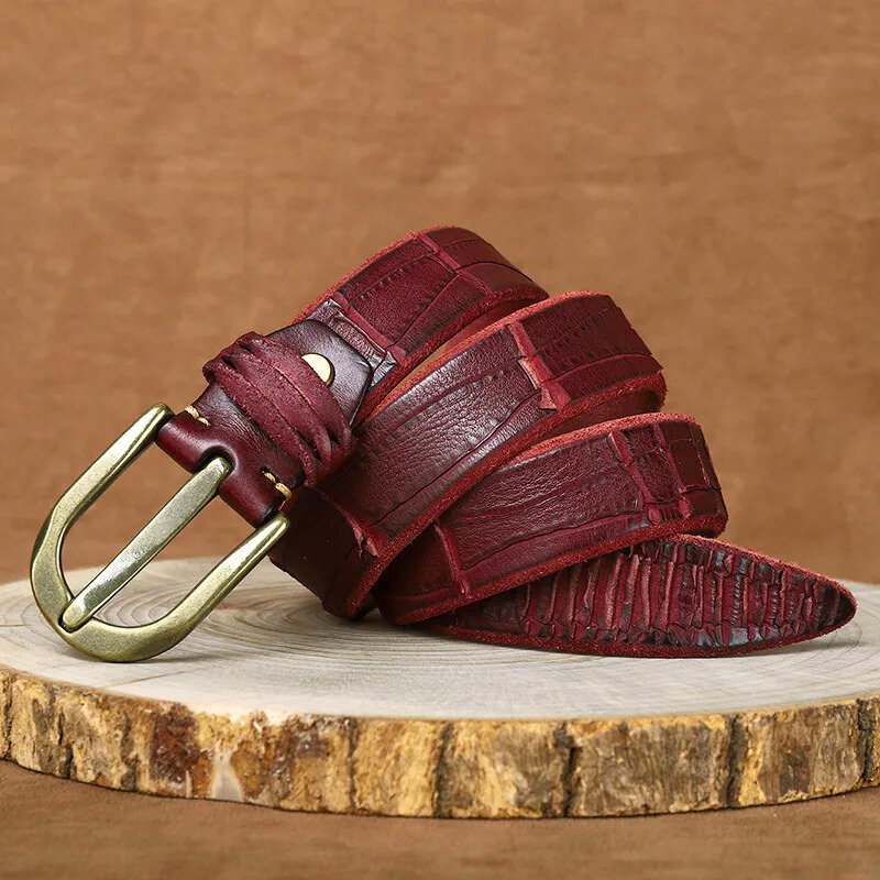 Harlow - Cintura da Uomo in Vera Pelle con Stampa Coccodrillo