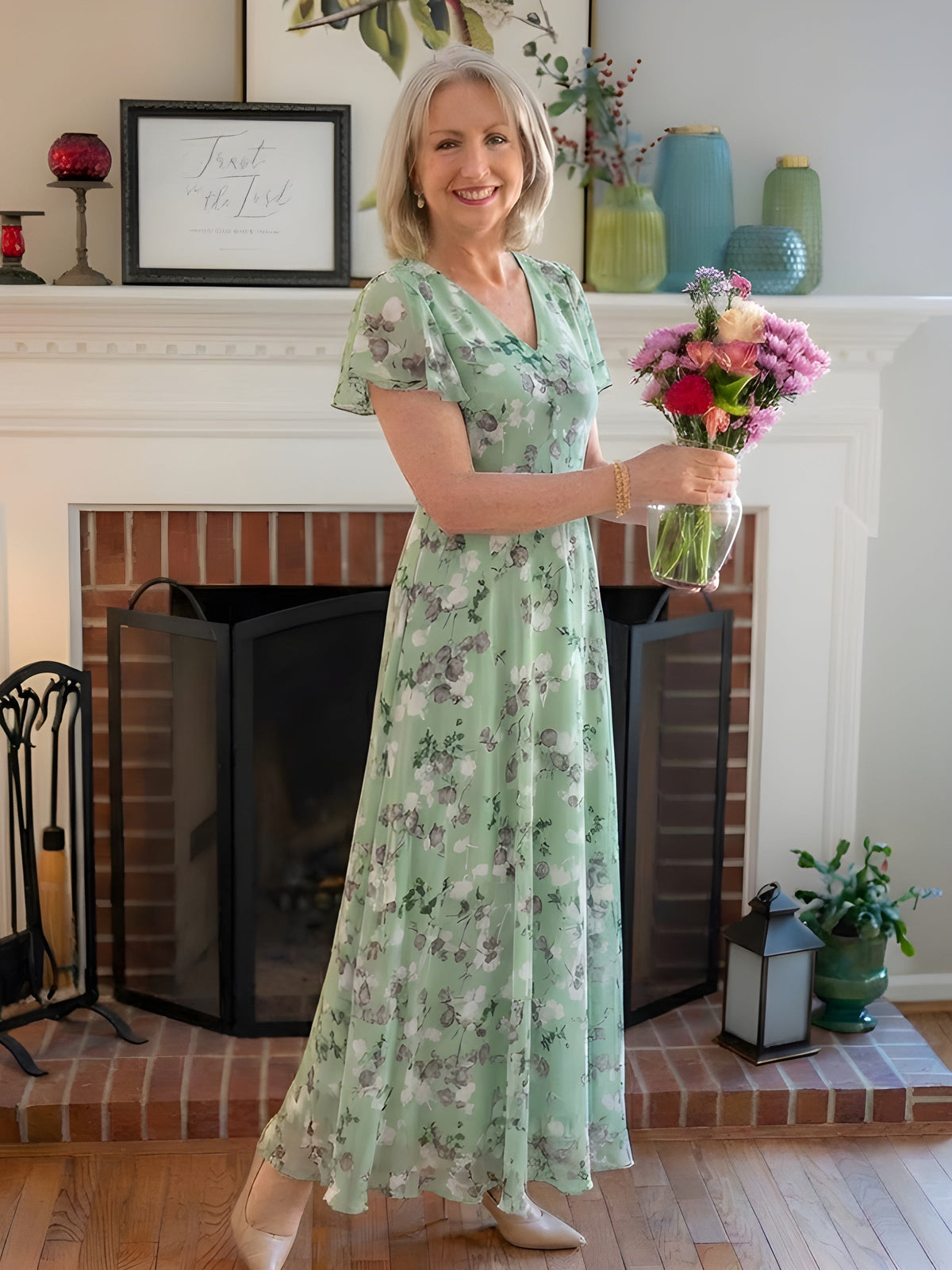 Mariam | Vestito Maxi in Chiffon Floreale