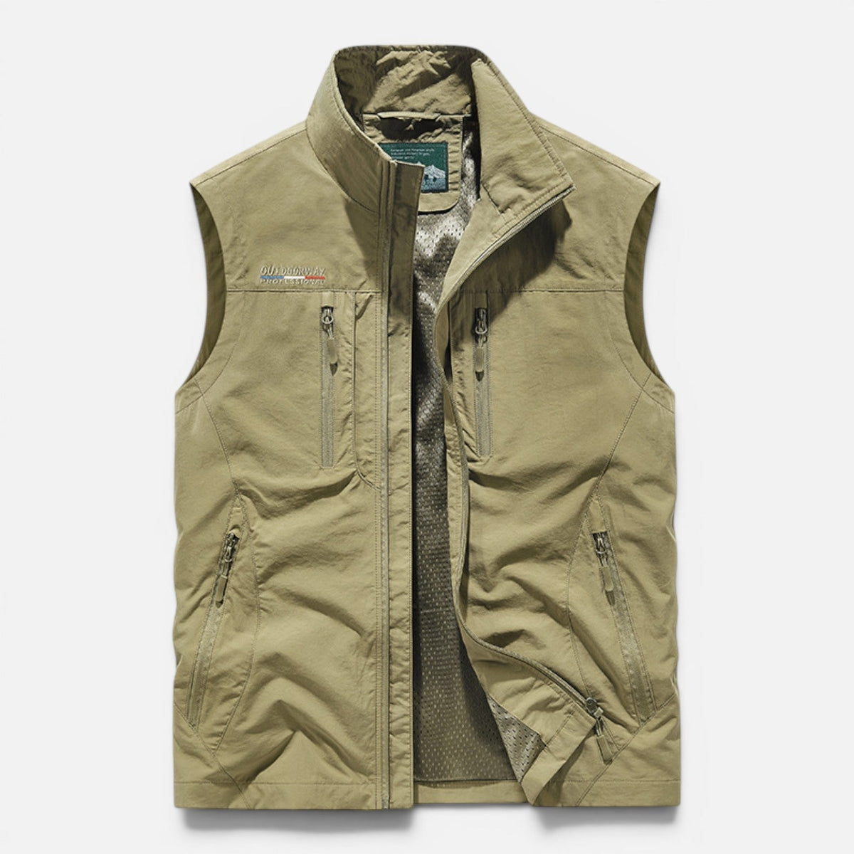 Gilet Uomo Multitasche con Zip Leggero Outdoor Smanicato