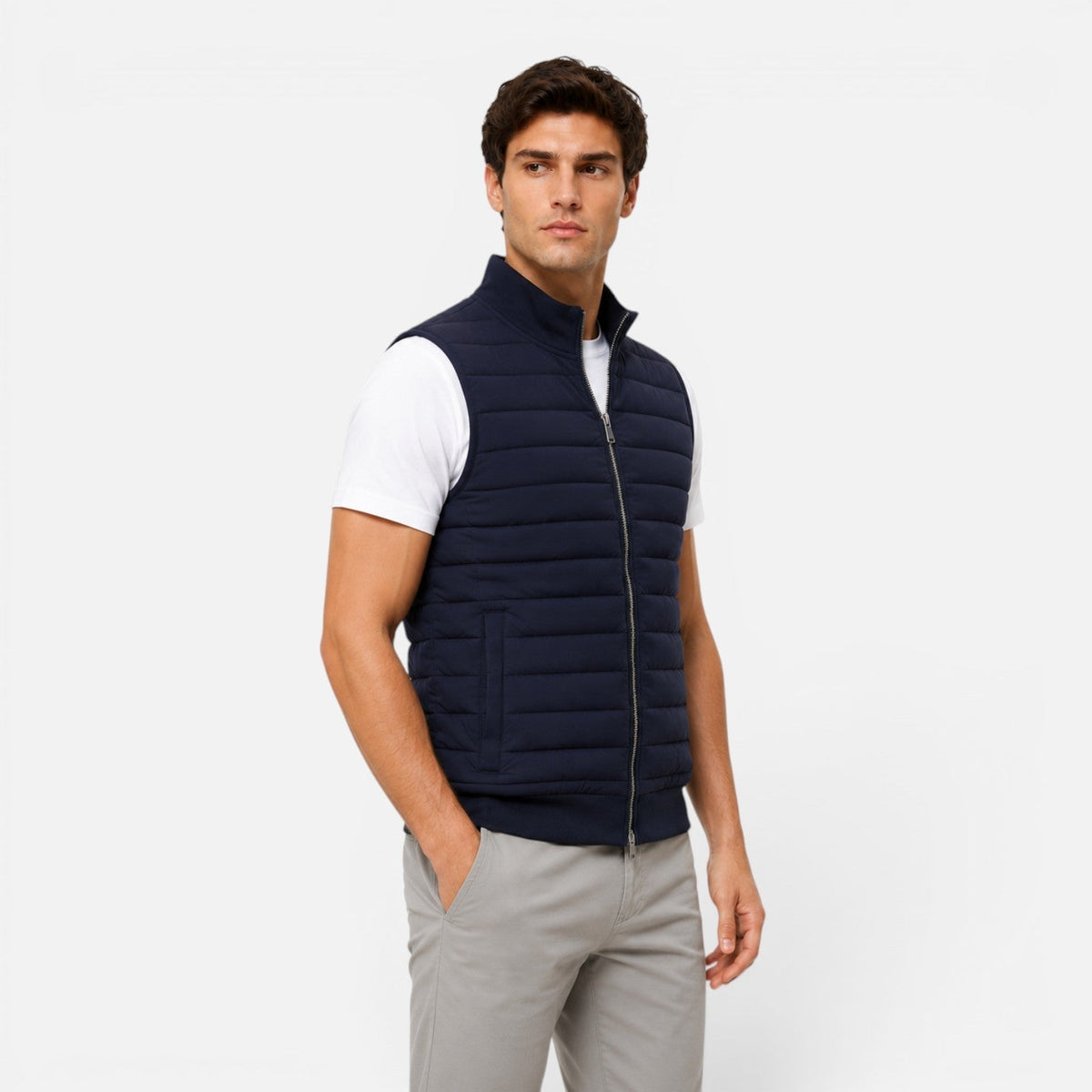 Gilet Trapuntato Uomo Leggero Smanicato con Zip Collo Alto
