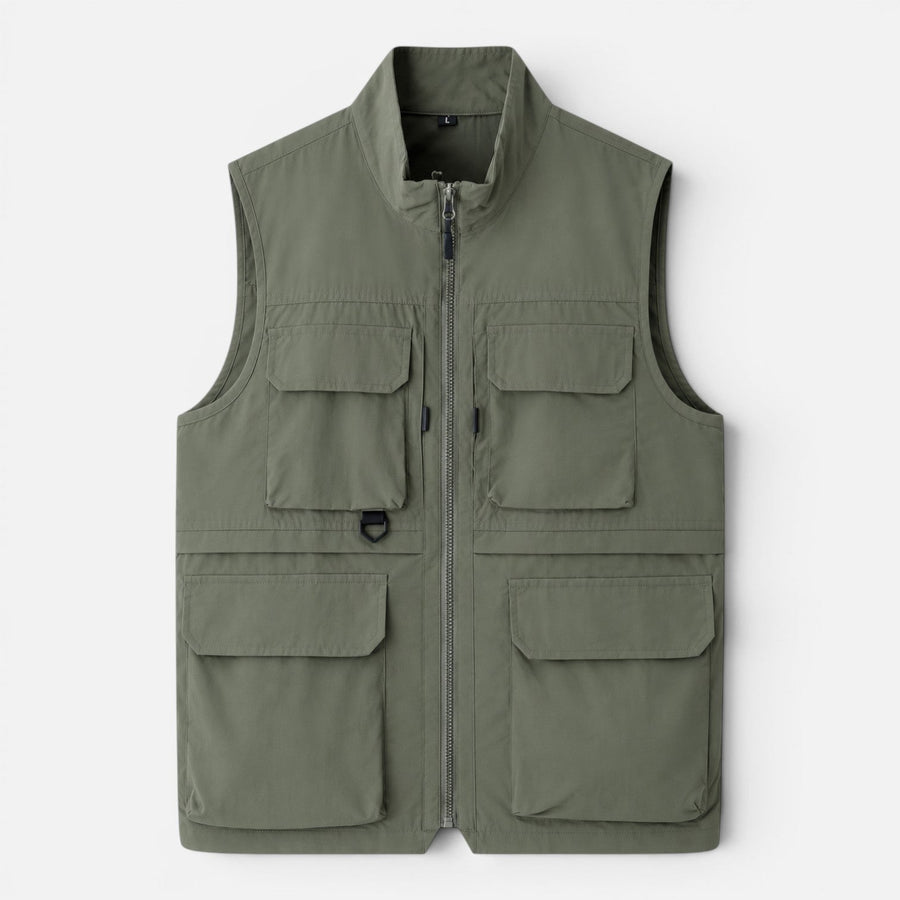 Gilet Uomo Utility Multitasche con Zip Leggero