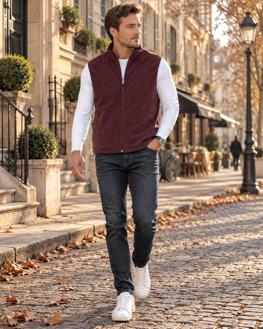 Gilet Uomo con Collo Alto e Zip