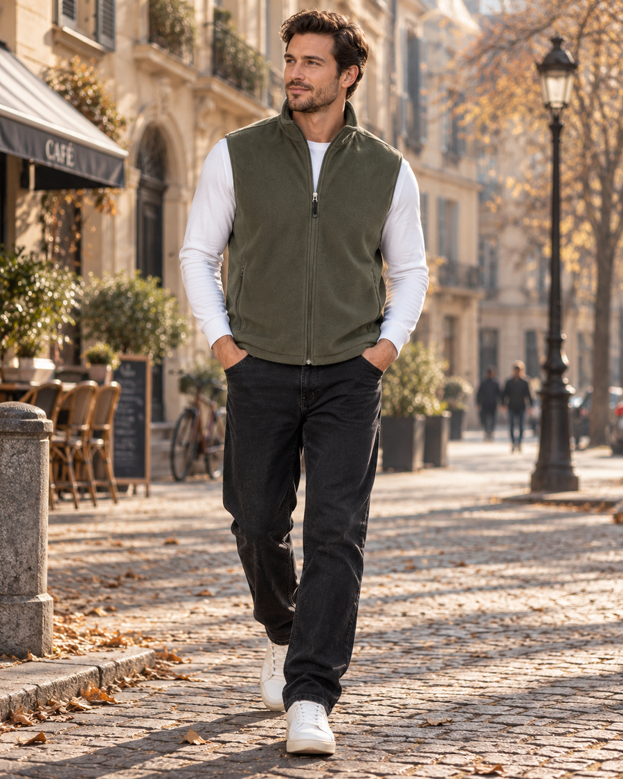 Gilet Uomo con Collo Alto e Zip