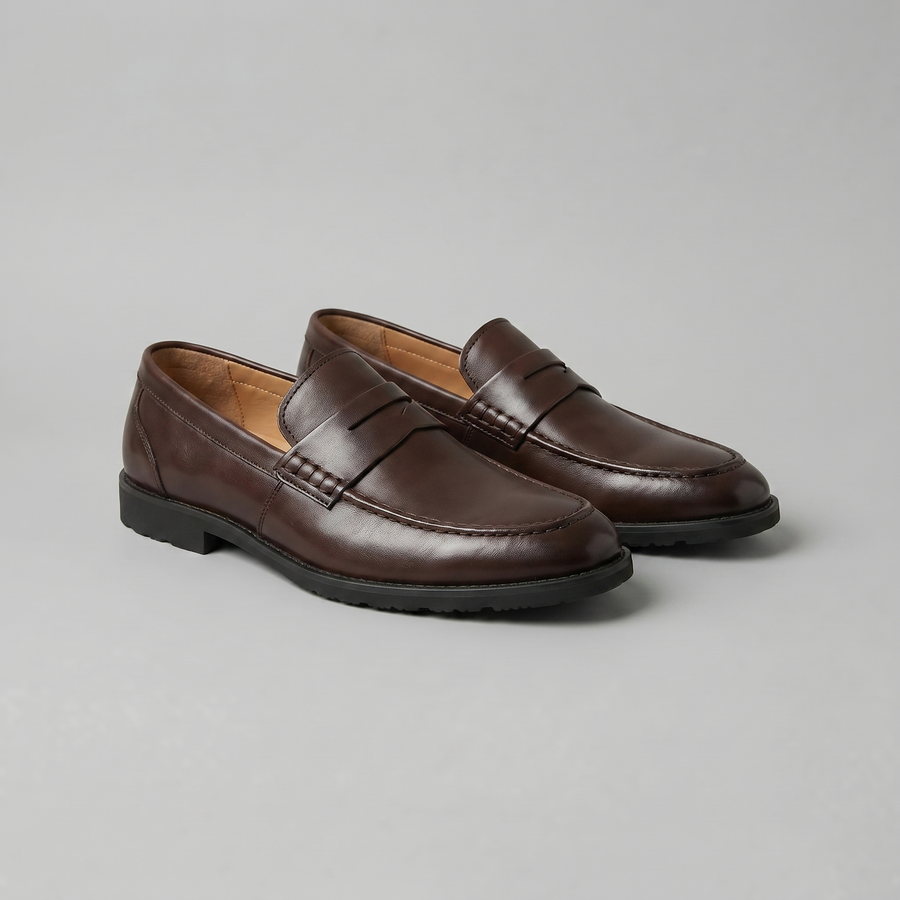 Mocassini Uomo Penny Effetto Pelle Suola Chunky