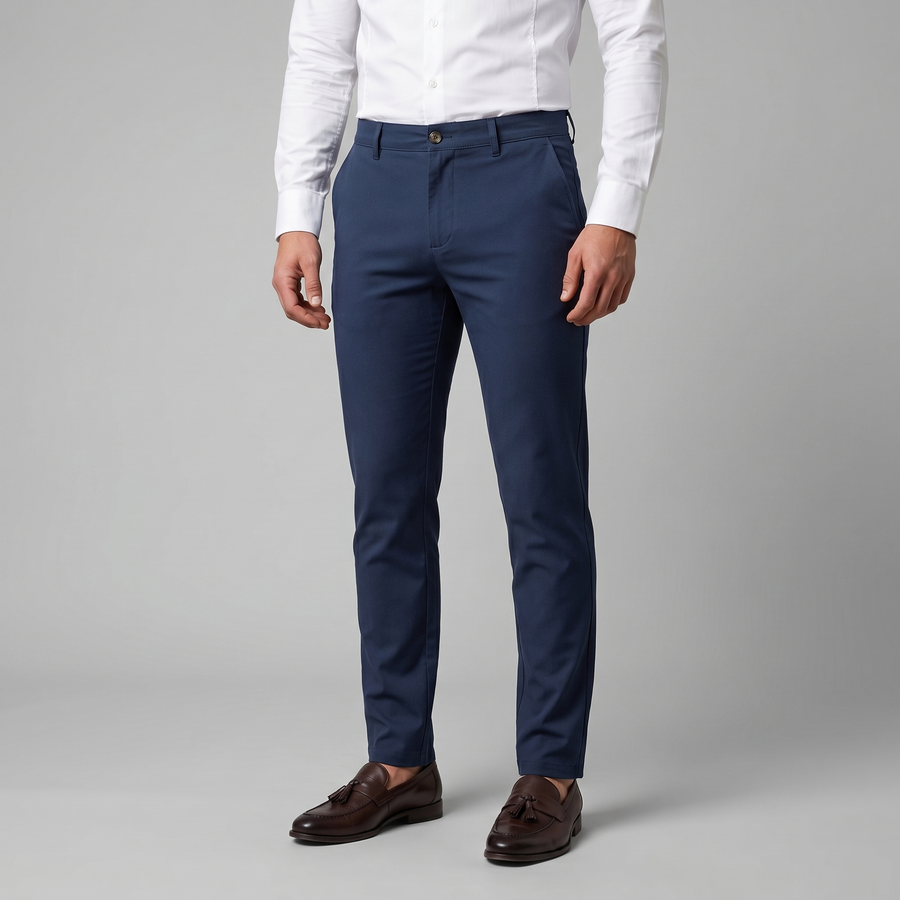 Pantaloni Chino Uomo Gamba Dritta in Misto Cotone