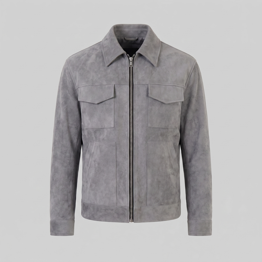 Giacca Uomo Scamosciata con Collo Zip Autunnale
