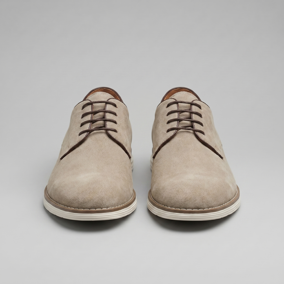 Scarpe Derby Uomo Effetto Camoscio Stringate Cammello