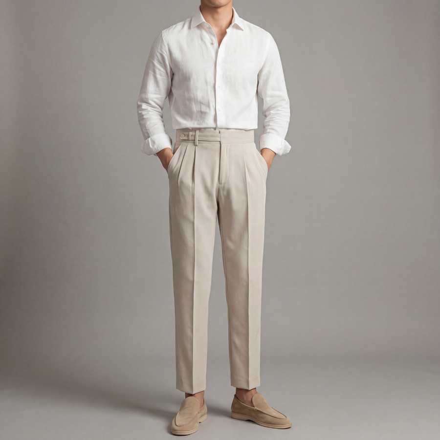 Pantaloni Uomo Eleganti Taglio Sartoriale Classici