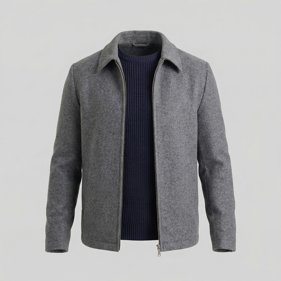 Giacca Uomo in Misto Lana Minimal con Zip