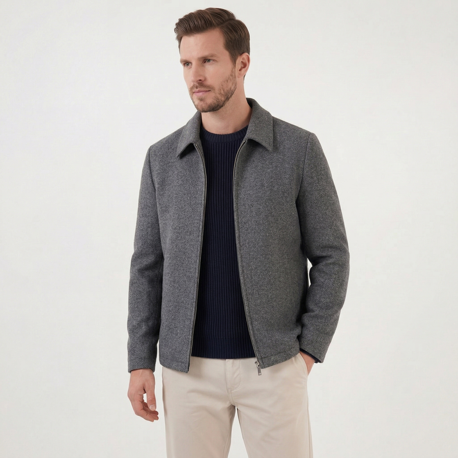 Giacca Uomo in Misto Lana Minimal con Zip