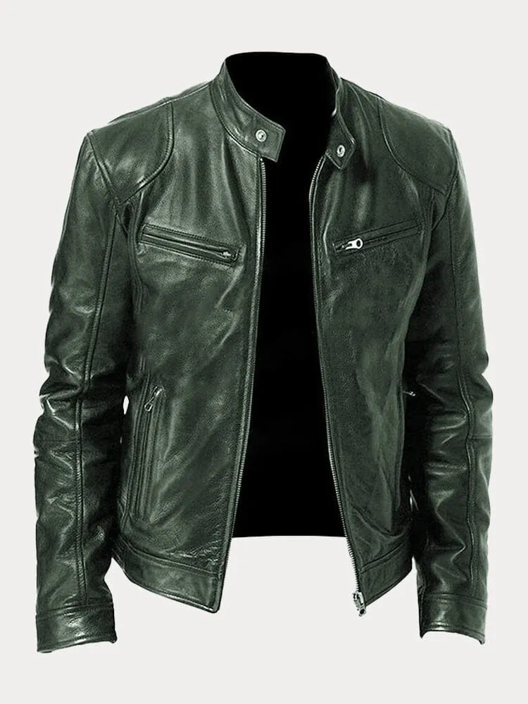 Giacca in Pelle Premium Uomo con Fodera Isolante e Polsini Regolabili I Perfetta per la Stagione Autunnale