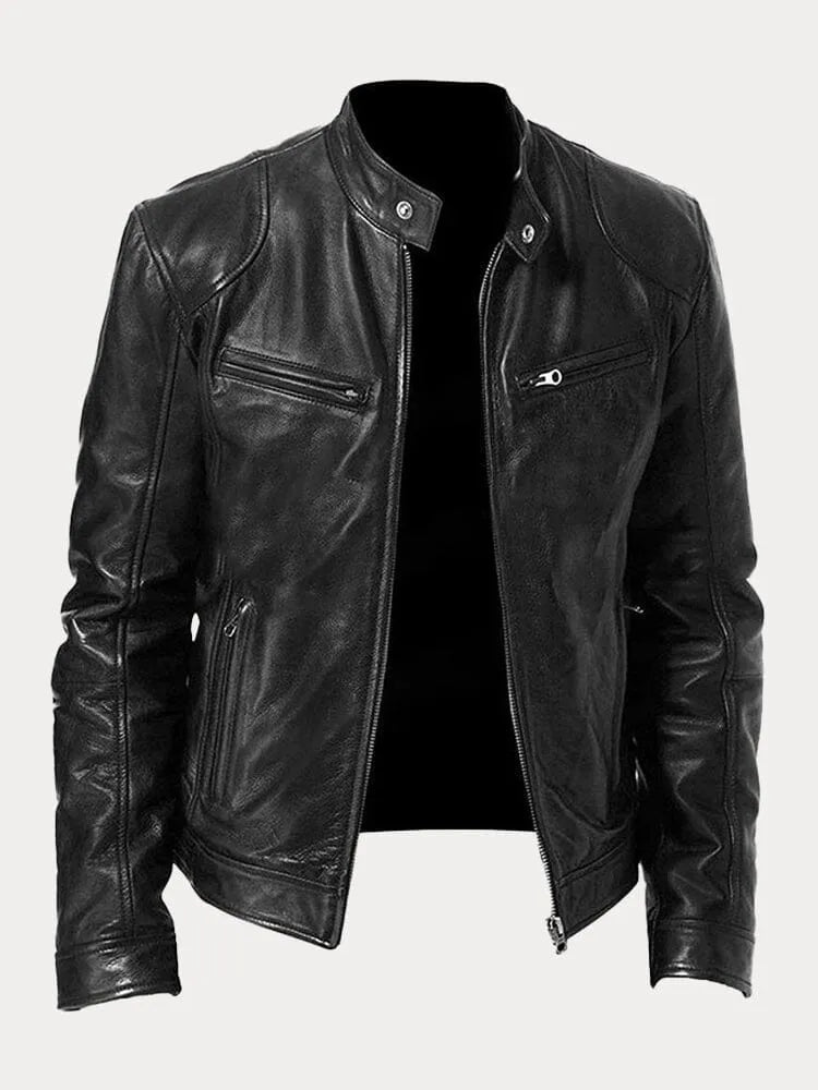 Giacca in Pelle Premium Uomo con Fodera Isolante e Polsini Regolabili I Perfetta per la Stagione Autunnale