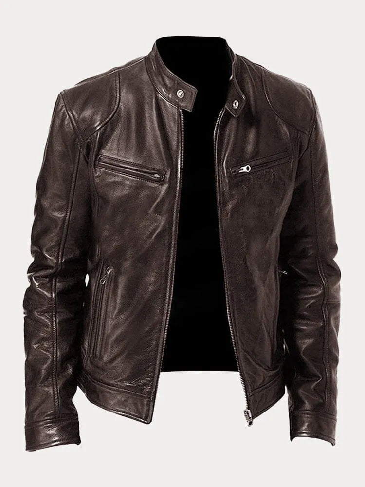 Giacca in Pelle Premium Uomo con Fodera Isolante e Polsini Regolabili I Perfetta per la Stagione Autunnale