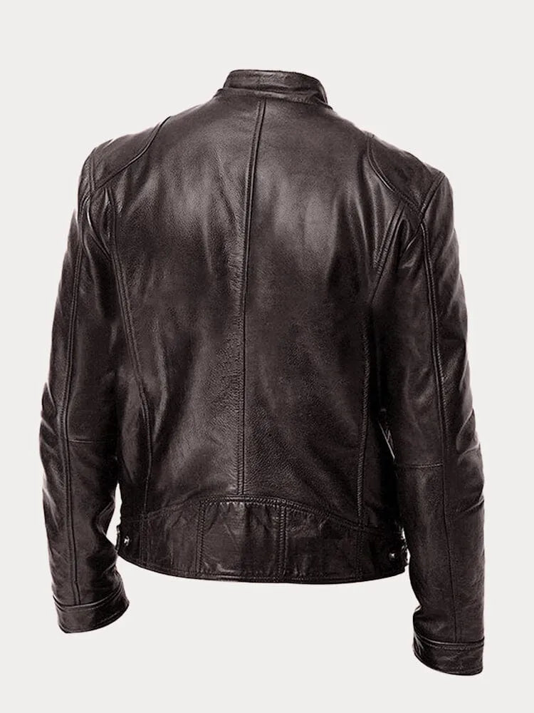Giacca in Pelle Premium Uomo con Fodera Isolante e Polsini Regolabili I Perfetta per la Stagione Autunnale
