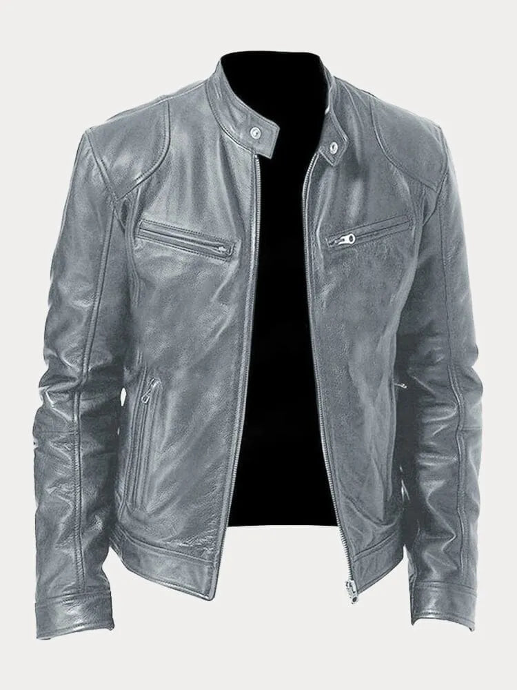 Giacca in Pelle Premium Uomo con Fodera Isolante e Polsini Regolabili I Perfetta per la Stagione Autunnale
