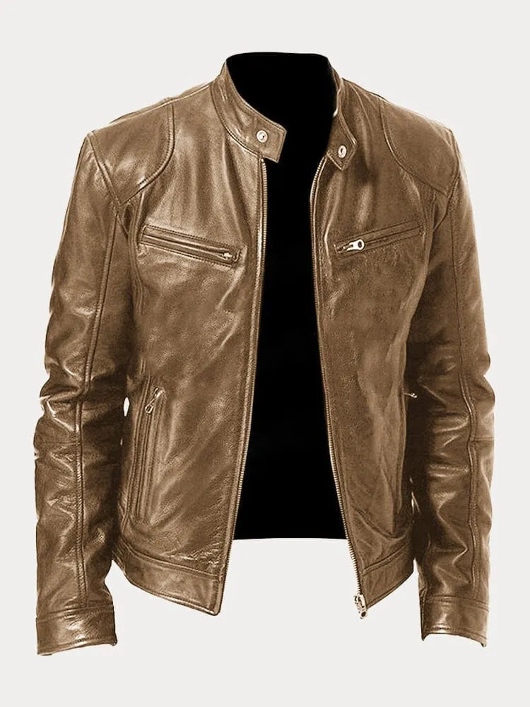 Giacca in Pelle Premium Uomo con Fodera Isolante e Polsini Regolabili I Perfetta per la Stagione Autunnale