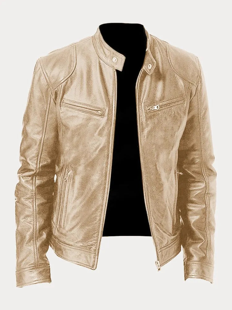 Giacca in Pelle Premium Uomo con Fodera Isolante e Polsini Regolabili I Perfetta per la Stagione Autunnale