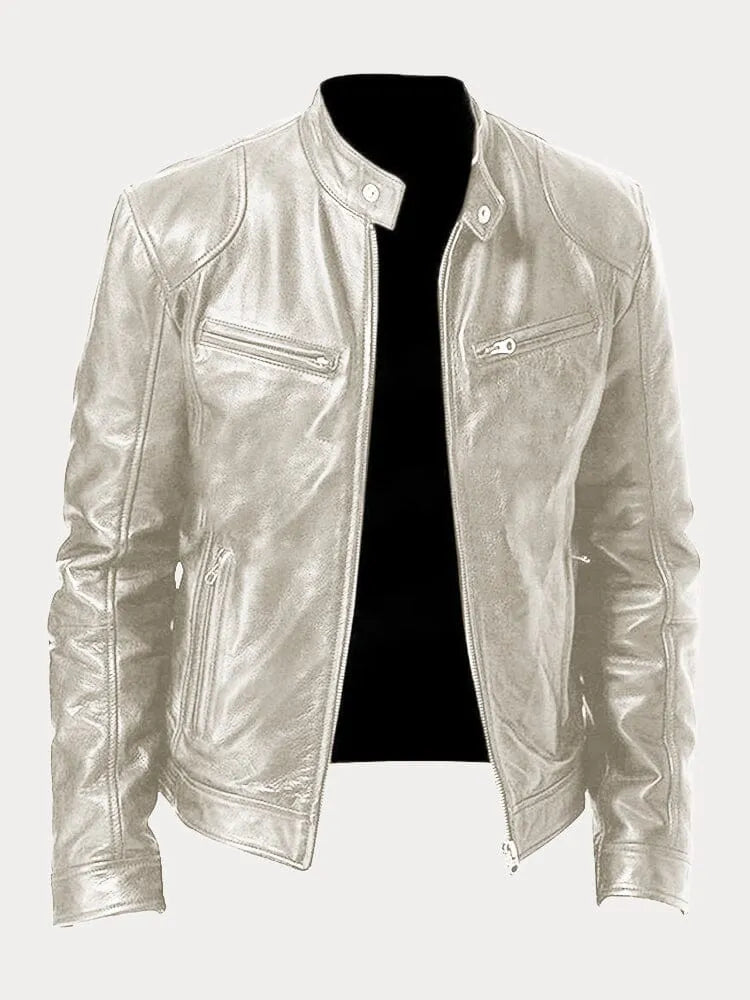 Giacca in Pelle Premium Uomo con Fodera Isolante e Polsini Regolabili I Perfetta per la Stagione Autunnale