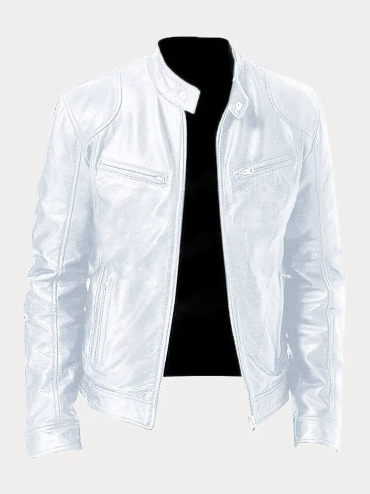 Giacca in Pelle Premium Uomo con Fodera Isolante e Polsini Regolabili I Perfetta per la Stagione Autunnale
