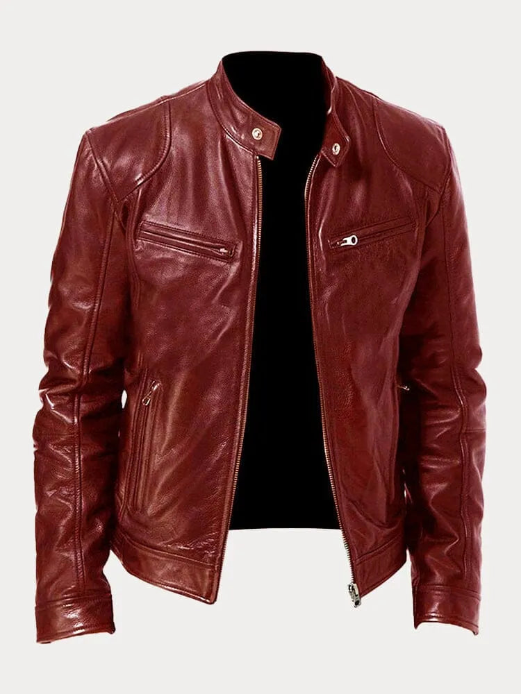 Giacca in Pelle Premium Uomo con Fodera Isolante e Polsini Regolabili I Perfetta per la Stagione Autunnale