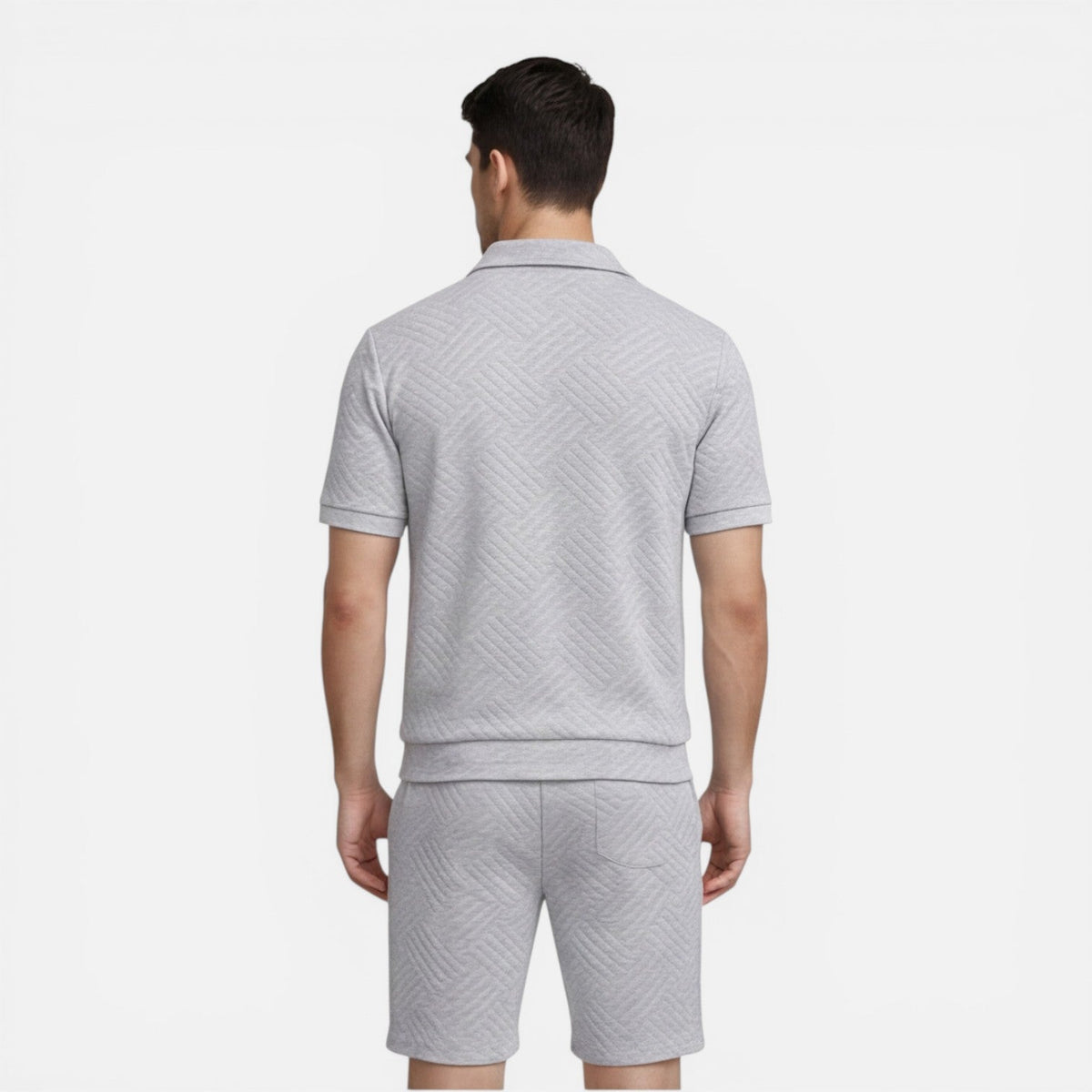 Completo Uomo Estivo Camicia Zip e Shorts Slim Fit