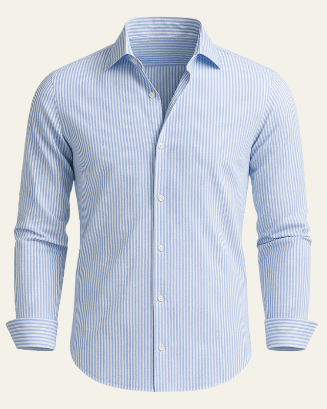 Camicia Uomo a Righe in Seersucker Leggera Mediterranea
