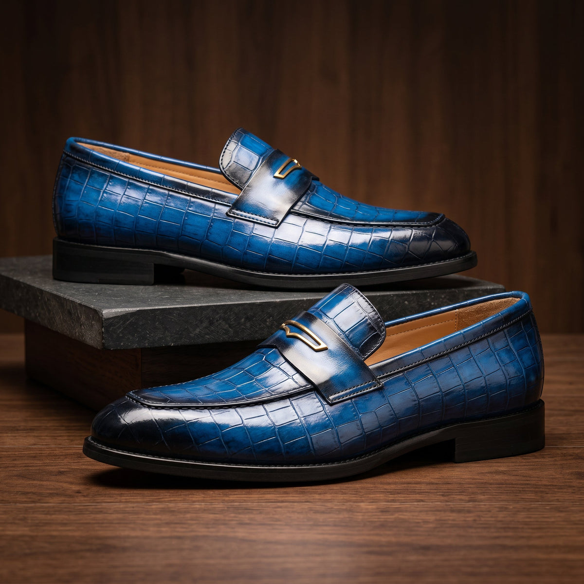 Xander - Mocassini da Uomo in Pelle con Texture a Coccodrillo