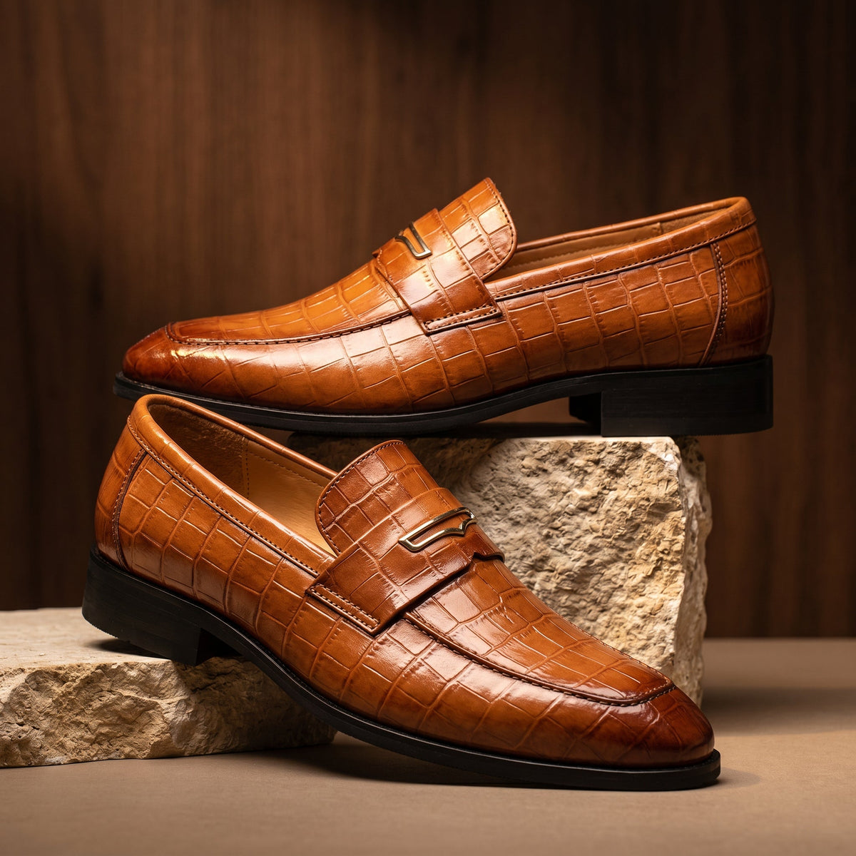 Xander - Mocassini da Uomo in Pelle con Texture a Coccodrillo