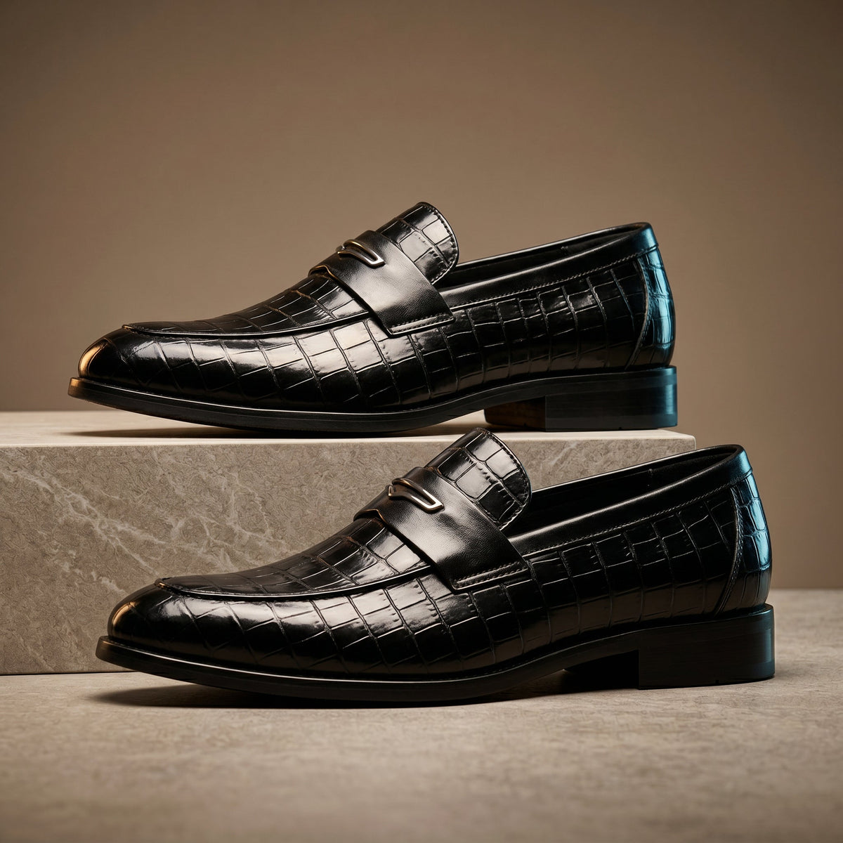 Xander - Mocassini da Uomo in Pelle con Texture a Coccodrillo
