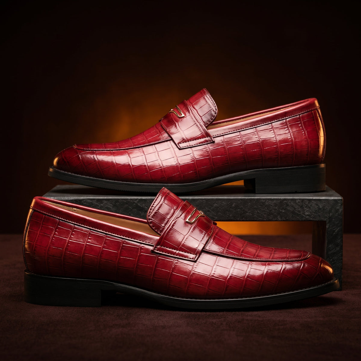 Xander - Mocassini da Uomo in Pelle con Texture a Coccodrillo