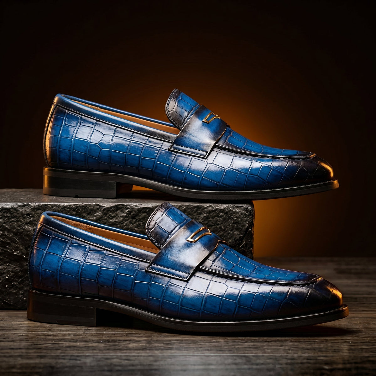 Xander - Mocassini da Uomo in Pelle con Texture a Coccodrillo