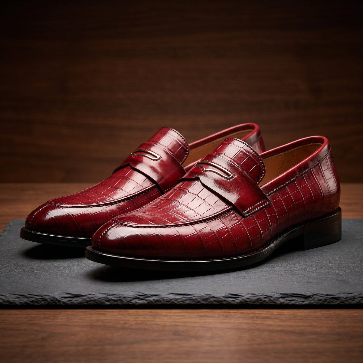 Xander - Mocassini da Uomo in Pelle con Texture a Coccodrillo