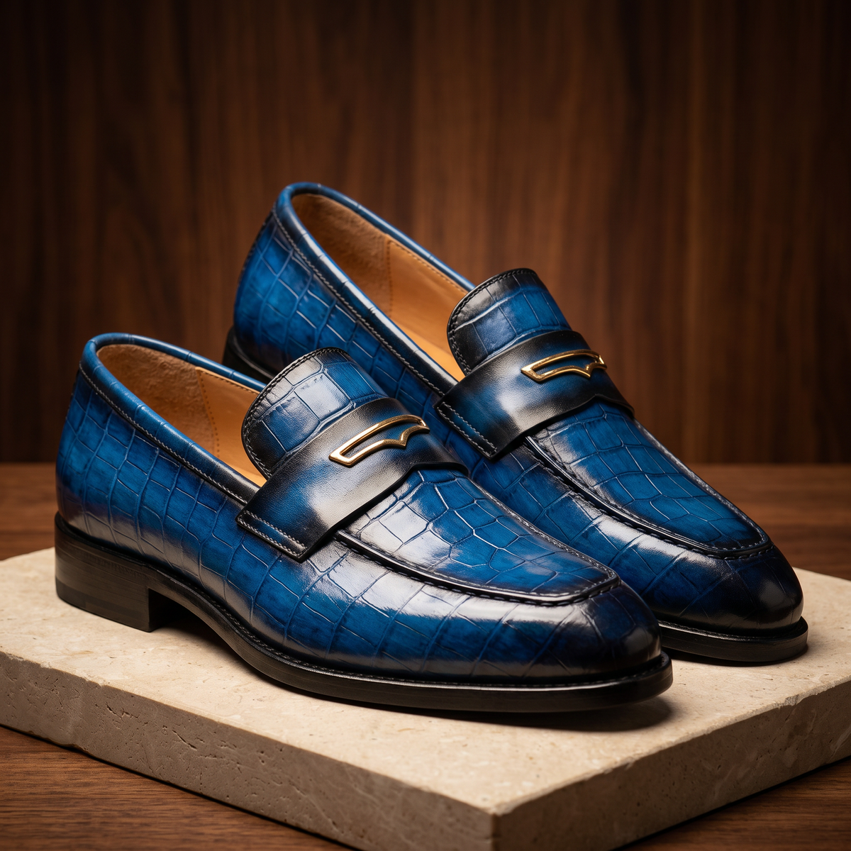 Xander - Mocassini da Uomo in Pelle con Texture a Coccodrillo