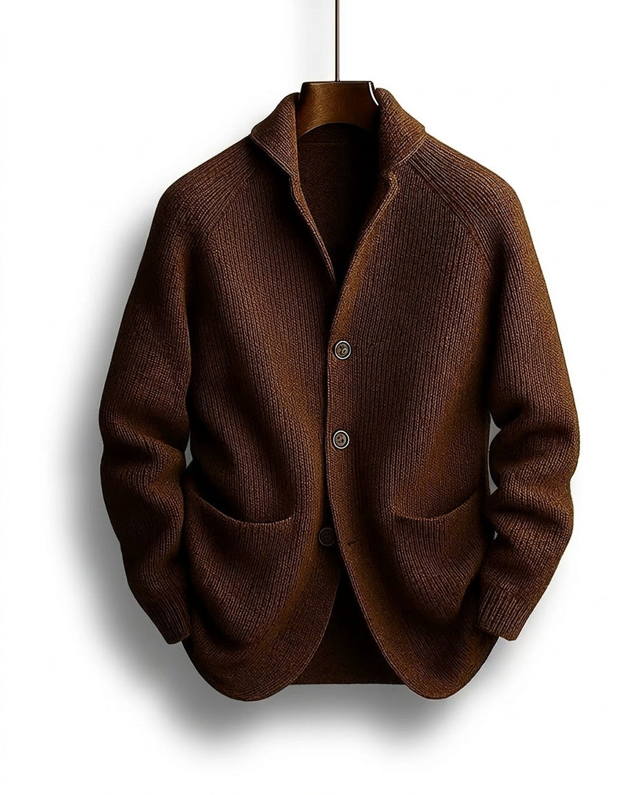 Cardigan Uomo a Costine con Collo Sciallato