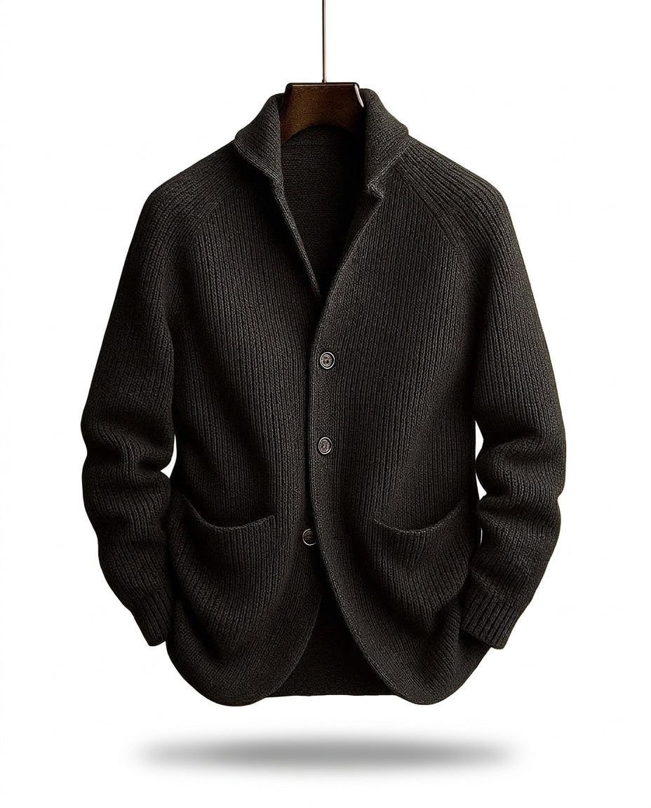 Cardigan Uomo a Costine con Collo Sciallato