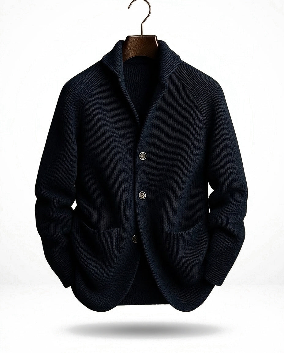 Cardigan Uomo a Costine con Collo Sciallato