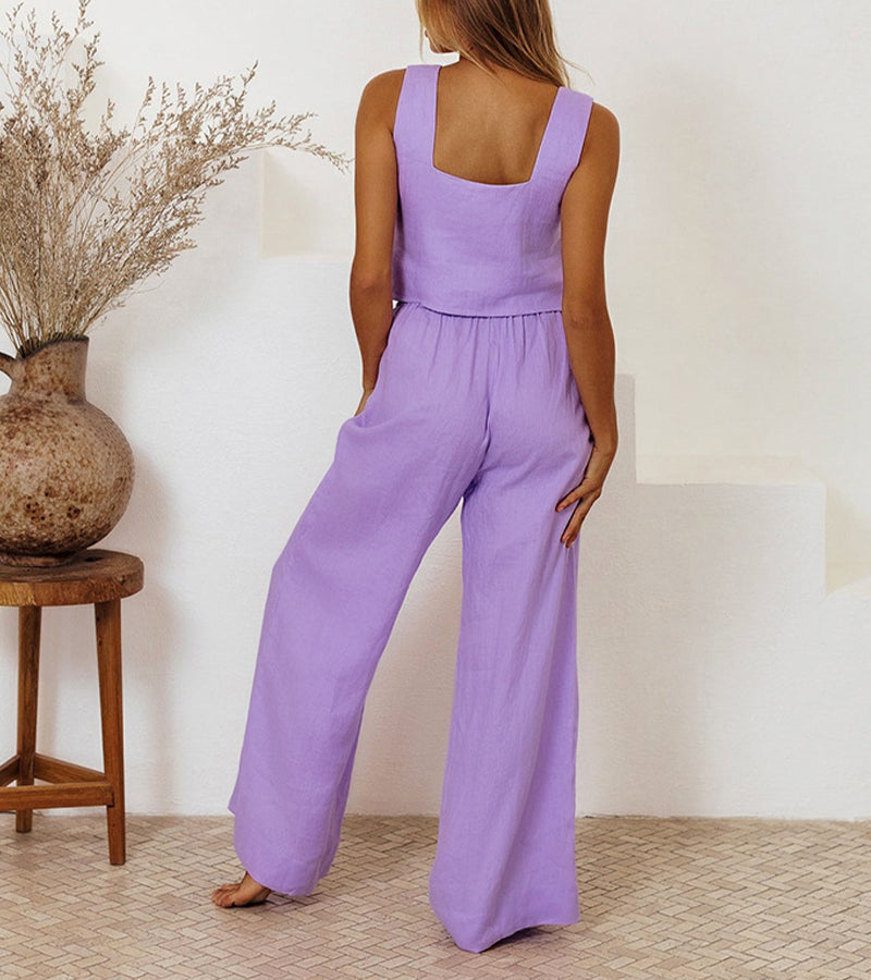 Wiola™  Minimalist Top And Wide-Leg Pants Set