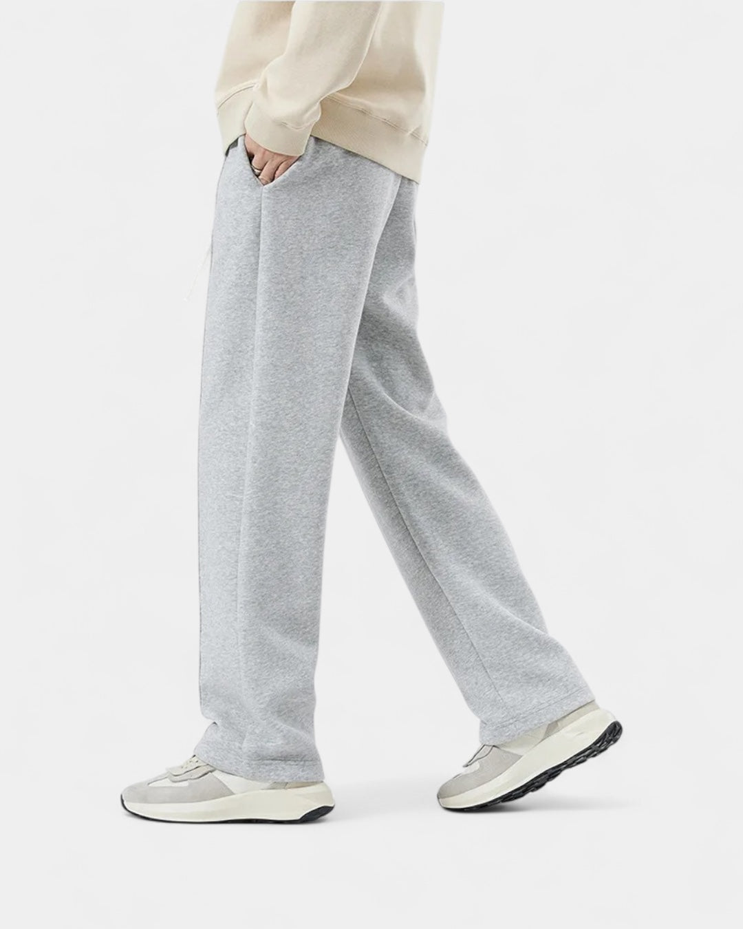 Pantaloni Jogger Uomo Gamba Dritta Maglia Spessa Morbidi